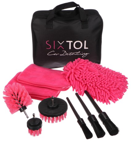 Kit multifunzione per pulizia e lavaggio auto CAR DETAILING PINK 9, 9 pezzi